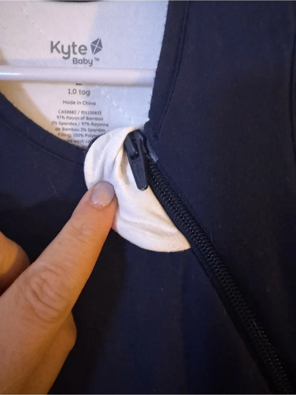 Kyte Baby Sleep Bag 1.0 TOG Size Large 18-36M Navy Bamboo Wearable Blanket